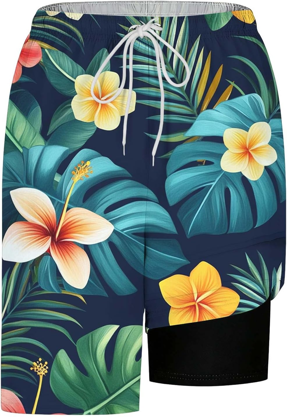 Men's Swim Trunks 5 Inch with Compression Liner: Funny Quick Dry Board Shorts for Men Beach Swimming Bathing Suit