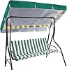 LED Lighted Porch Swing Canopy Replacement Waterproof LED Swing Canopy Top Cover 2-3 Seat Shade Awning Cover for Garden Outdoor Patio77 x 49 Inch,Green
