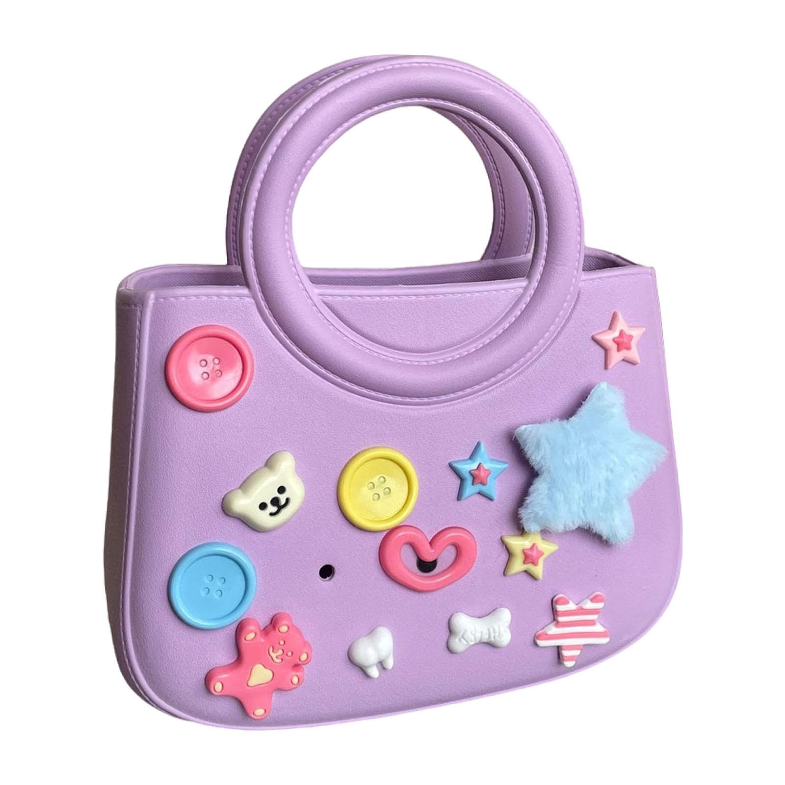 Beach Tote Bag Waterproof EVA Trendy Beach Hole Bag for Outdoor Pool Holiday Purple-image-38
