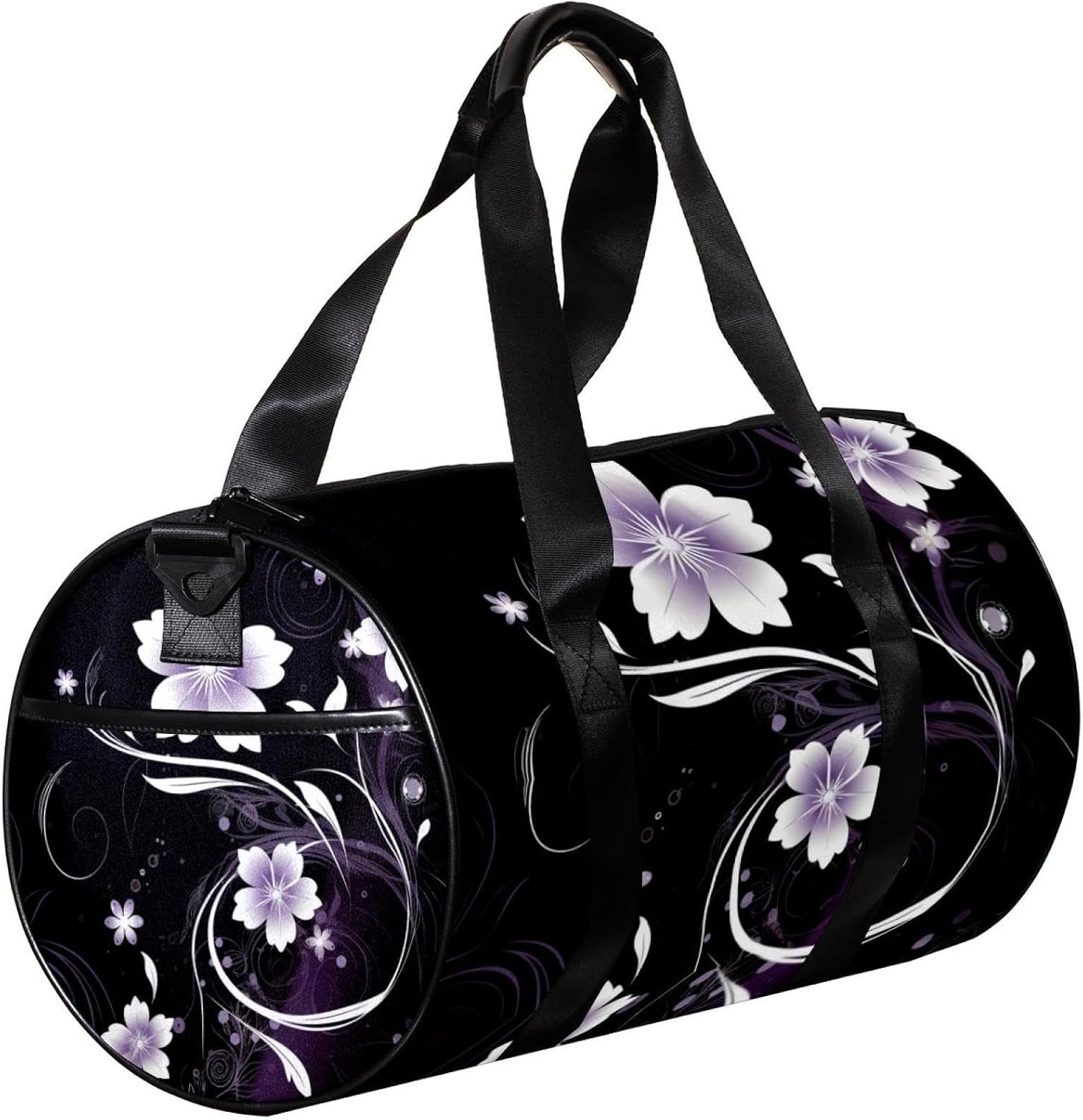 Gym Bags for Women,Duffle Bag for Travel,Black Butterfly Floral Print,Gym Bag for Men