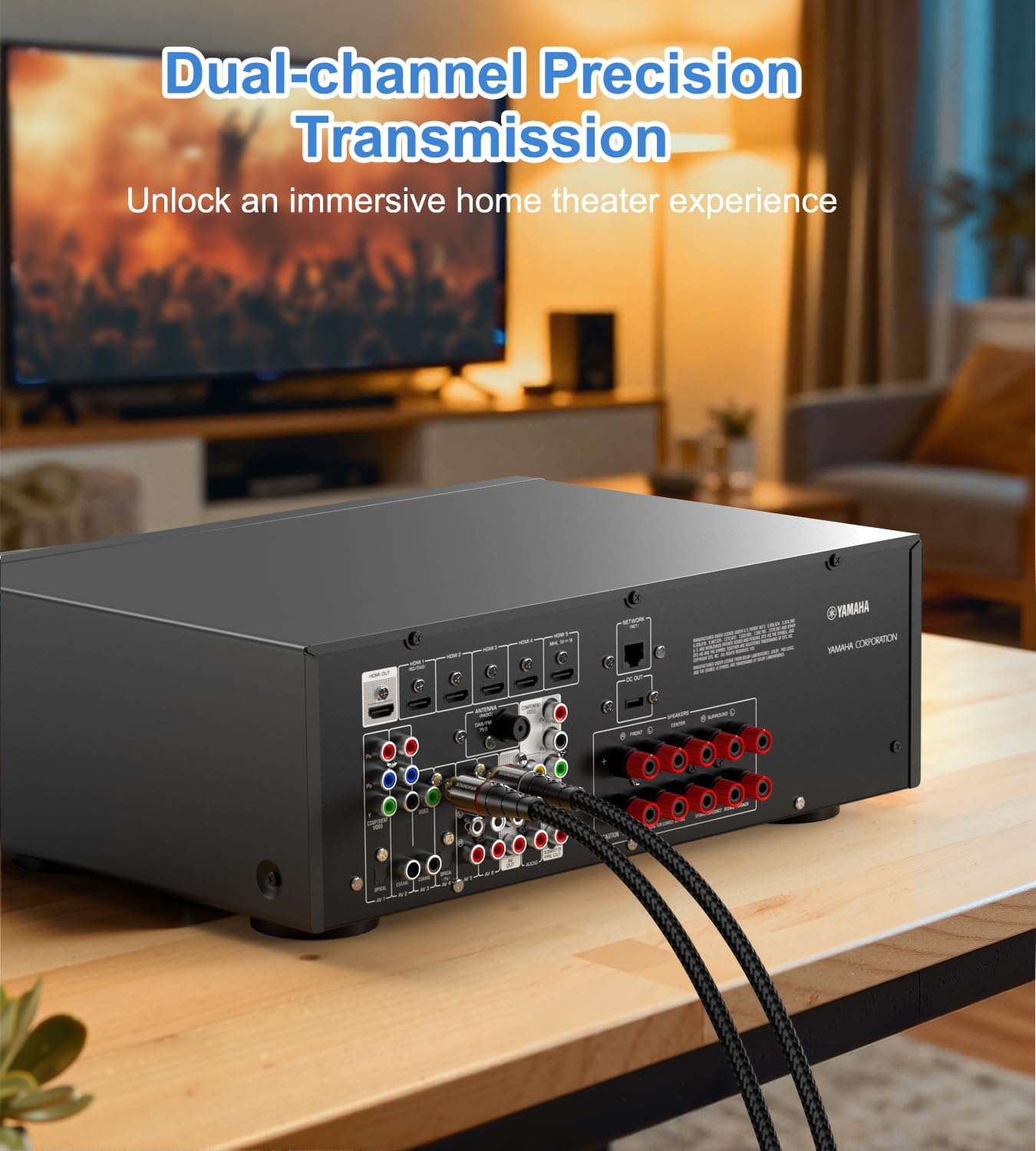 Câble Audio RCA 5M 2-Pack Cinch Câble(câble pour caisson de basses) Pour Home Cinéma, TV HD, Amplificateurs, Chaînes Hi-Fi, Autoradios - Noir