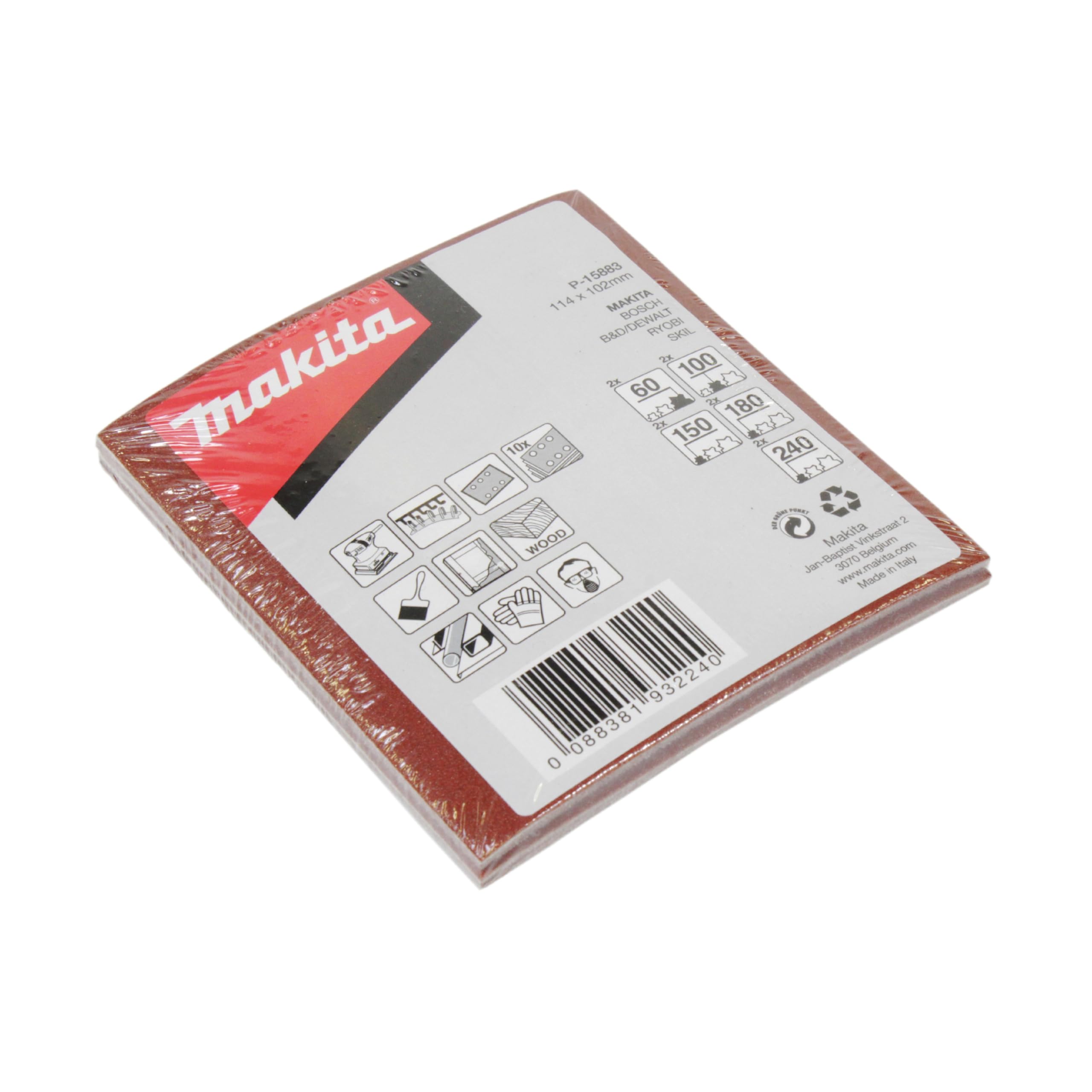 Makita Schleifpapier Klett K120 – 10 Stück, Durchmesser 180 Mm, Für Schwingschleifer
