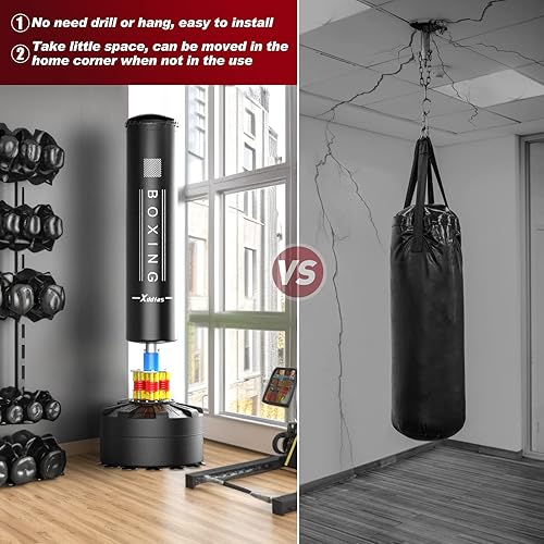 Miniatura 6 de XDDIAS Freestanding Punching Bag, 70'' Heavy Boxing Bag with Suction Cup Stand for Adult Youth Kids, Men Women Stand Kickboxing Bag for Home Office