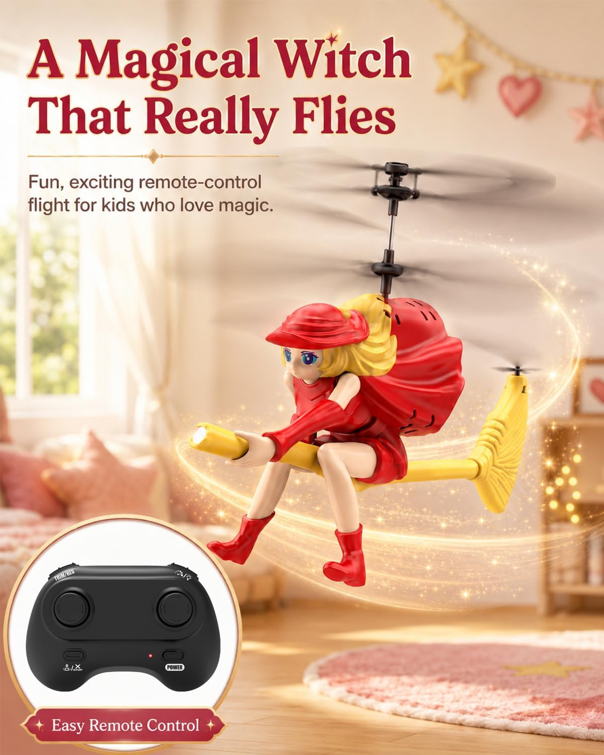 Flying Witch Toy for Kids, Halloween Remote Control Flying Toy image 2