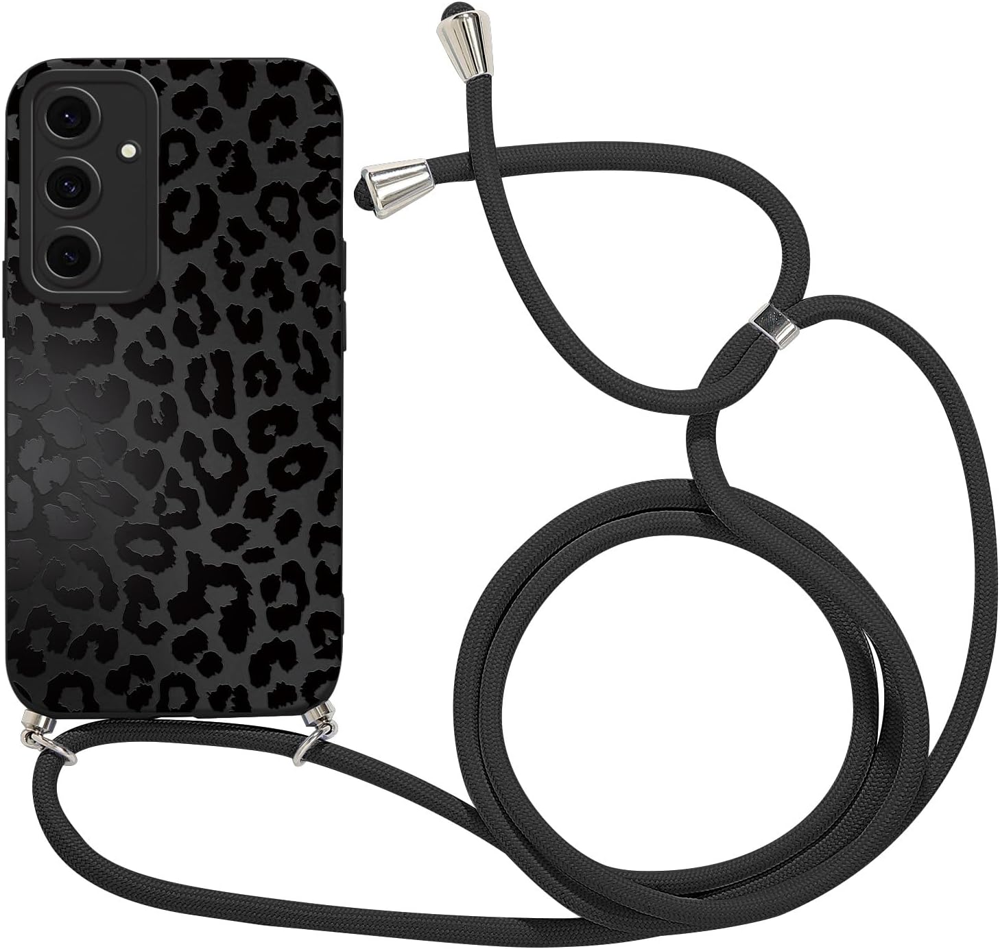 Coalbooliy Mobile Phone Lanyard for Samsung Galaxy S25 5G Case with Strap Aesthetic Leopard Pattern Adjustable Necklace Mobile Phone Case Cord Crossbody Silicone Case Shockproof Protective Chain Girl Cover 01