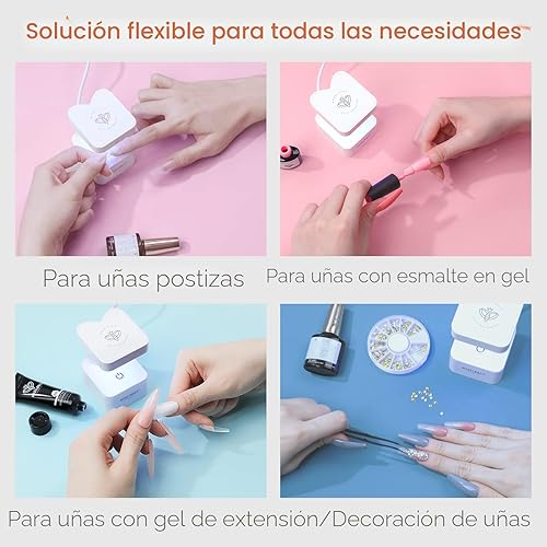 Miniatura 8 de modelones Mini luz UV para uñas de gel, lámpara de uñas UV, luz de uñas con 2 temporizadores para extensión de esmalte de gel de secado rápido