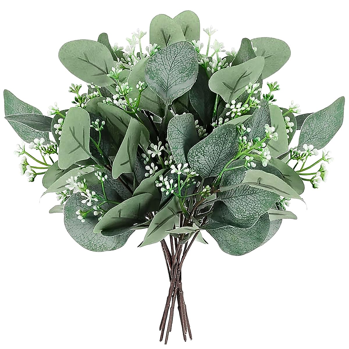 WeldomcorArtificial Plants Eucalyptus Decorative Simulation Green Eucalyptus Leaves Branches Silver Dollar Eucalyptus Plant Bulk for Wedding Garden Home Office Decoration Pack of 10