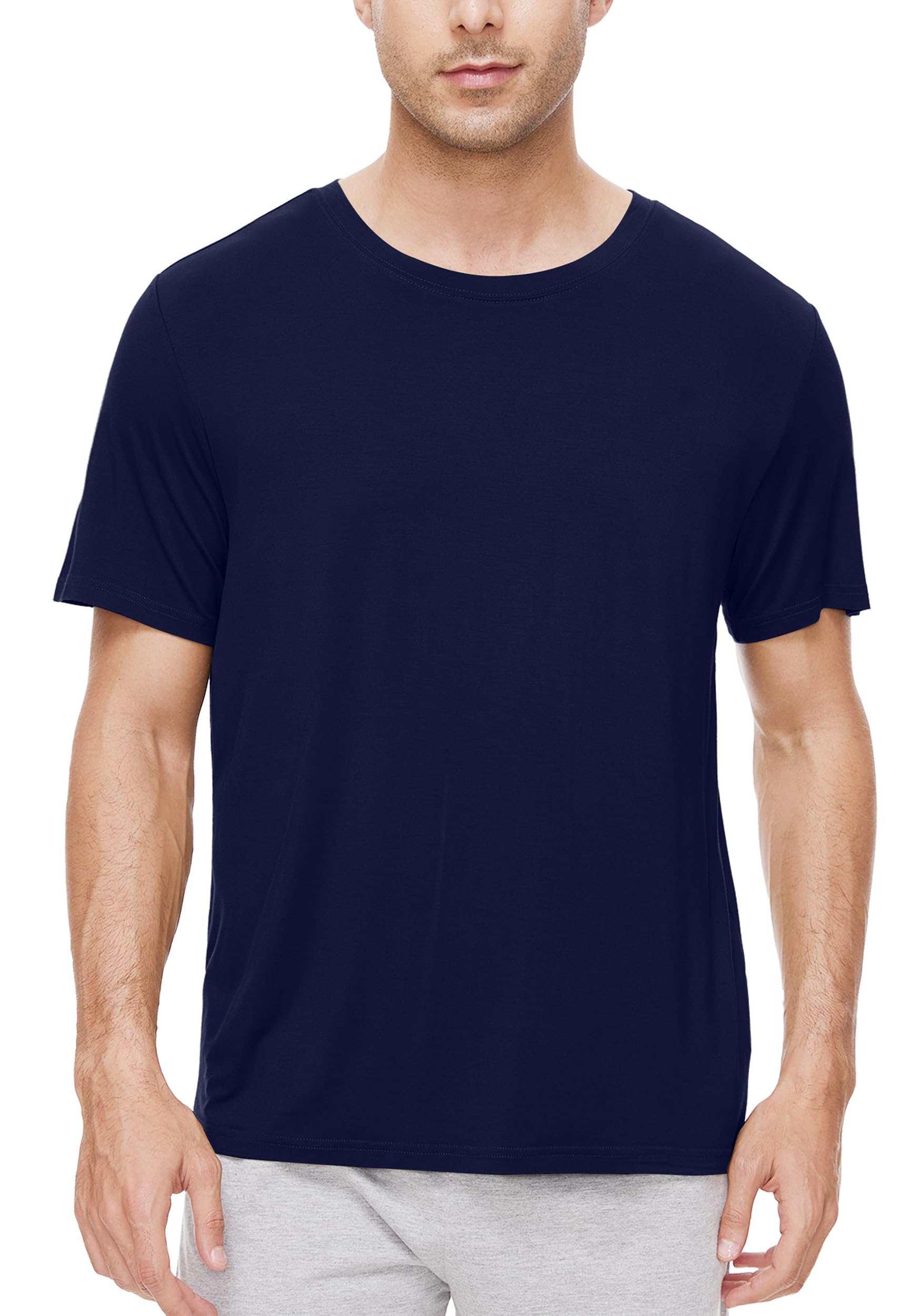 Men's T-Shirts Classic Soft Tee Viscose from Bamboo Loungewear Lightweight Short Sleeves Pajama Sleep Shirt S-XXL-image-41