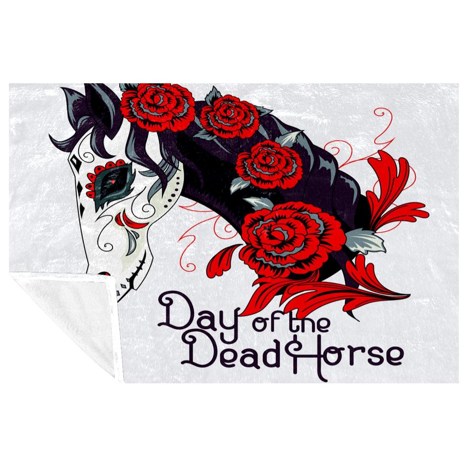 Couverture motif cheval des morts 150x100cm, le cadeau idéal pour lit et sofa