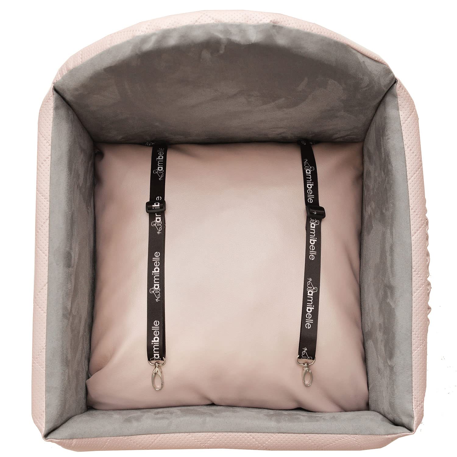 Hunde Auto Sitz, Hundebett 2in1 | Autositz für Hunde, Rückbank, Vordersitz | Universal Waschbar Hundeautositz für Hunde und Katzen | Farbe: Rosa | Kunstleder, Flauschig Plüsch | Große: 48 x 48 cm