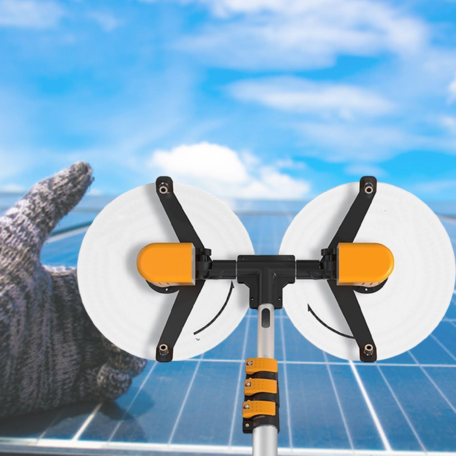 7.5m Telescopico Pannello Solare Cleaner Dual-Head Robot Efficiente Solare Manutenzione Attrezzature Eco-Friendly Solare Soluzione di Pulizia per Pannelli Fotovoltaici