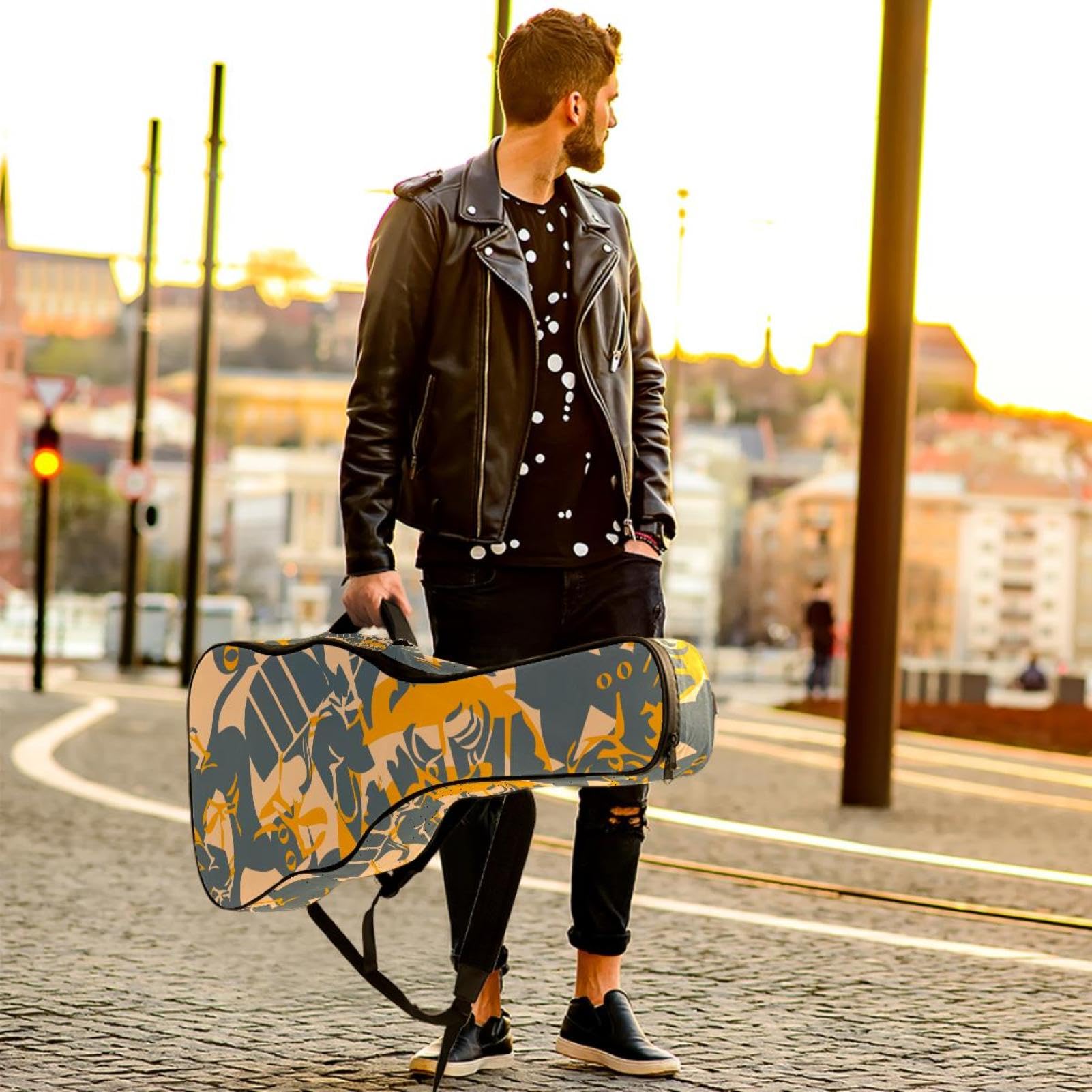 Amazon | 可愛い猫 動物 アコギ ギターバッグギターケースポケット付き