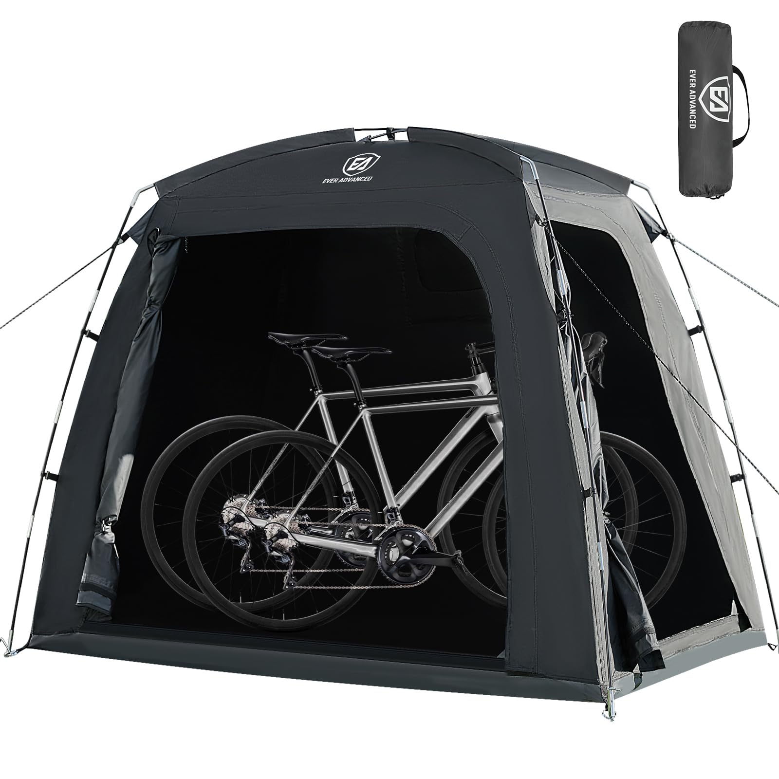 EVER ADVANCED Fahrradzelt für 2-3 Fahrräder, Fahhrradgarage 200x120x165cm, PU 4000MM Wasserdicht Gerätezelt für Fahrräder, Motorräder, Gartenwerkzeuge, Tragbarer Kompakter Fahrradschuppen für Freien