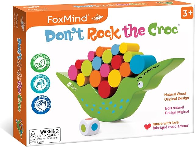 Jeux FoxMind : Ne fais pas tomber le crocodile, jeux pour garçons et filles, jeux pour enfants de 3 à 5 ans, jeux de société multijoueurs pour le plaisir en famille