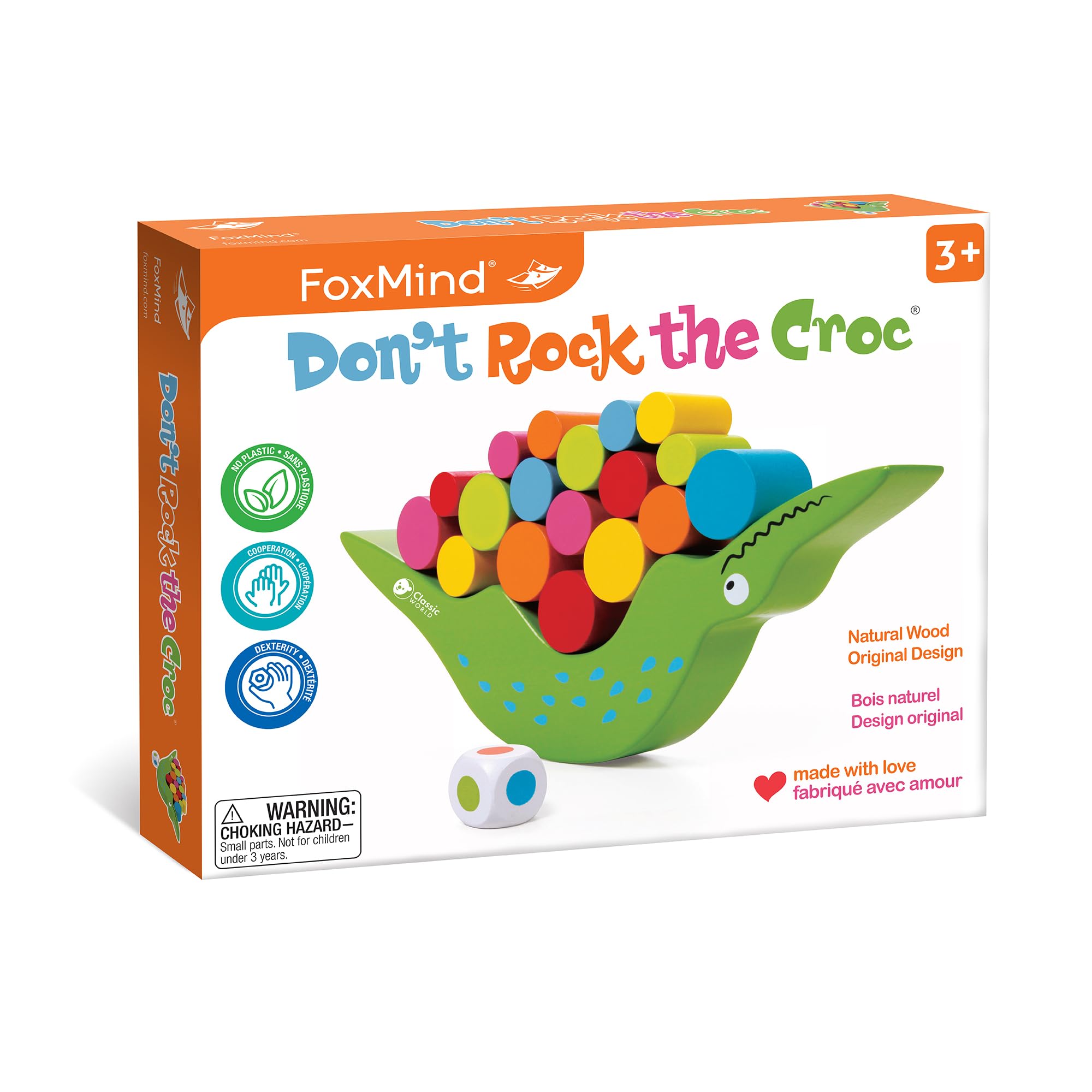Foxmind Games Don't Rock The Croc, Toddler Boy Girl Games, Kids Games 3-5, Multiplayer 3 Year Old Board Games for Family Fun
