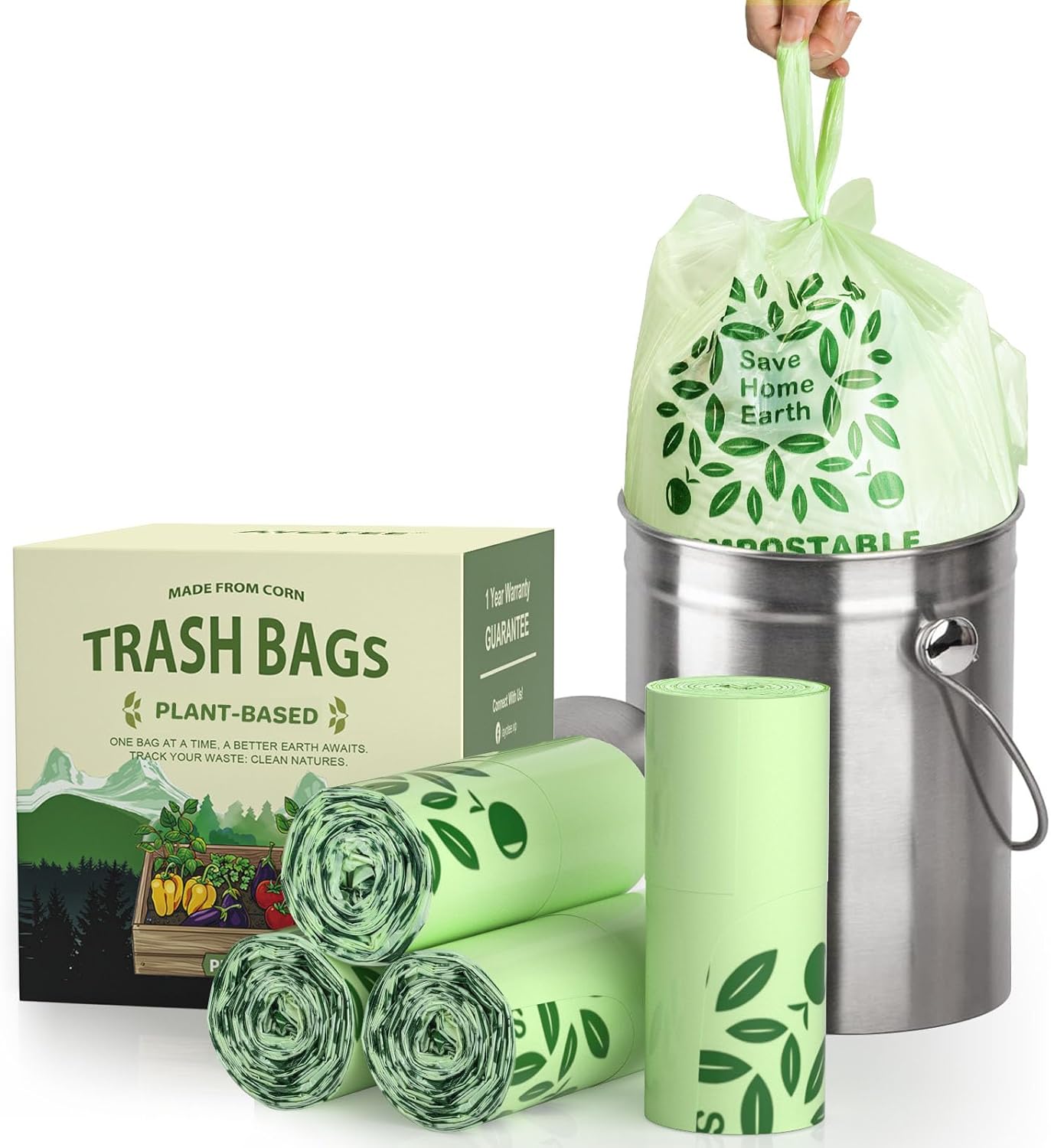 Product image of AYOTEE Small Compost Bags 2.6 Gallon with Handles, Small Compostable Trash Bags 100 Count Biodegradable Trash Can Liners/Thick 10 Liter Waste Basket Liners 2.6 Gallon for Compost Bin