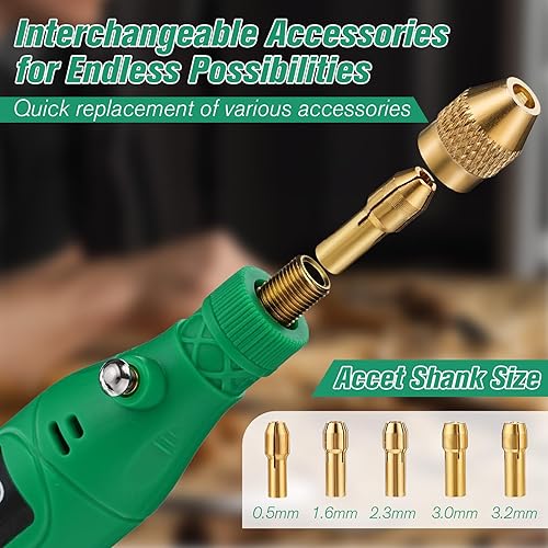 Miniatura 2 de KKUYT Herramienta rotativa eléctrica 2 en 1 y bolígrafo de grabado, kit de herramientas rotativas inalámbricas de 5 velocidades variables con 136