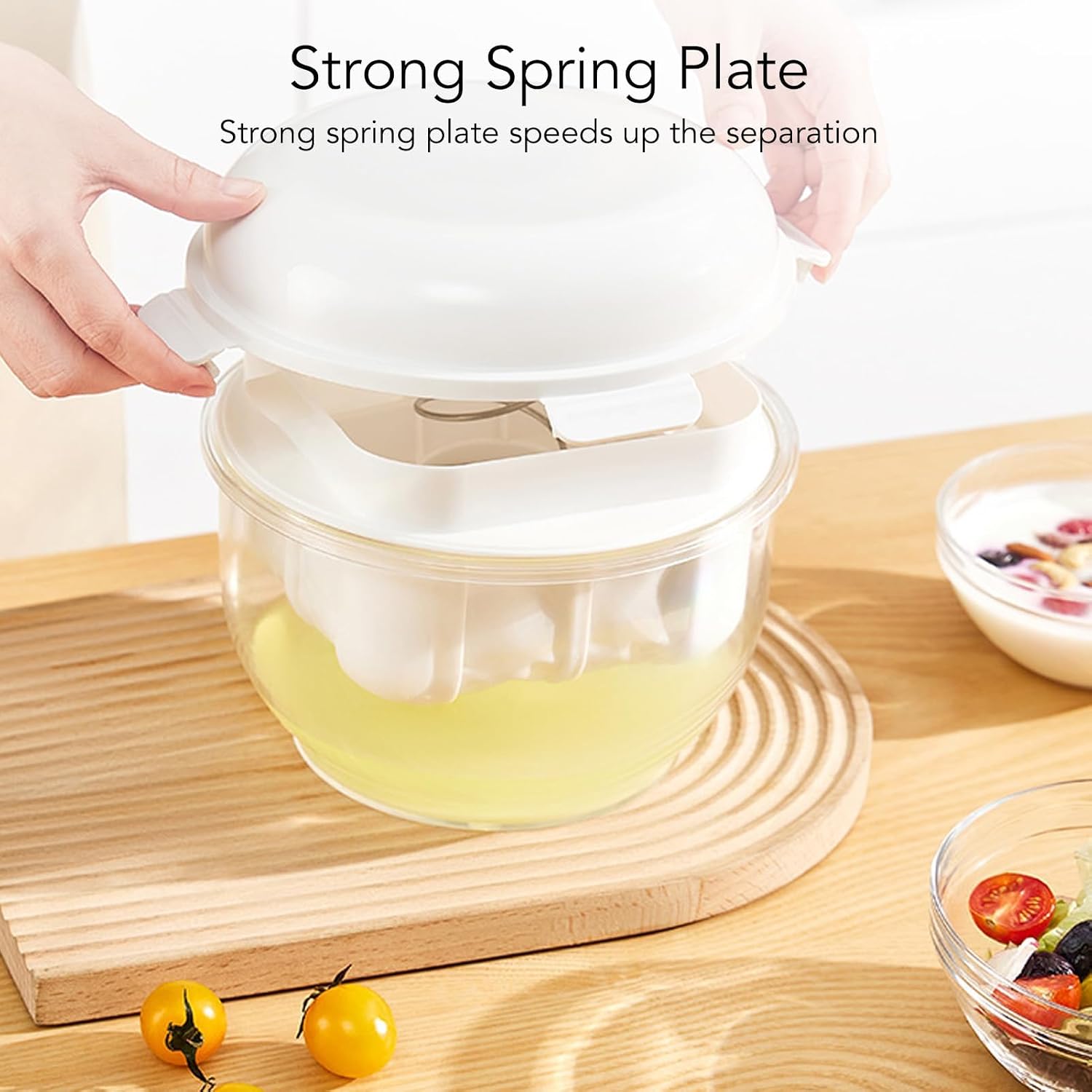 Yogurt Strainer Machine with Spring Press, 3L Large Capacity Greek Yogurt Maker, Fine Mesh Filter for Whey Separation, Transparent Container for Easy Monitoring, Dishwasher Safe Parts