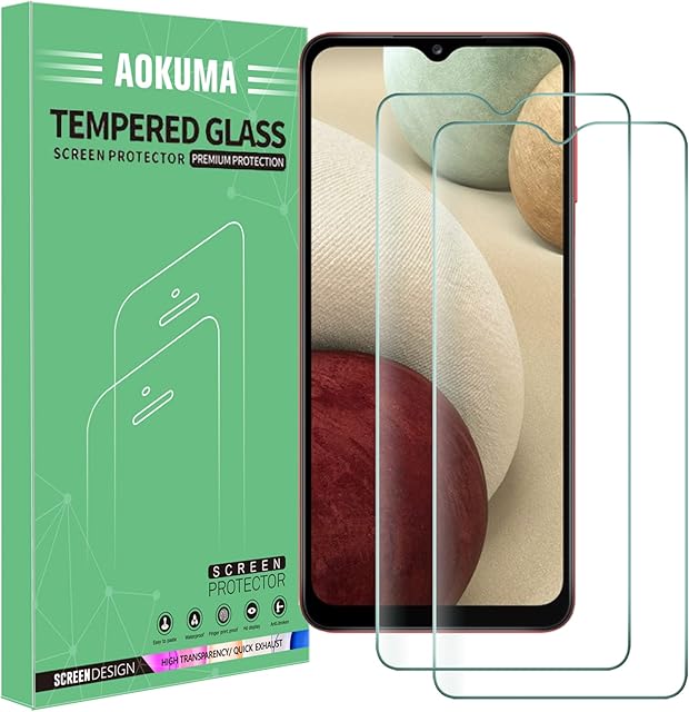 AOKUMA Samsung Galaxy A12/A32 5G Tempered Glass Screen Protector, [2 Pack] Premium Quality Guard Film, Case Friendly, Shatterproof, Shockproof, Scratchproof oilproof