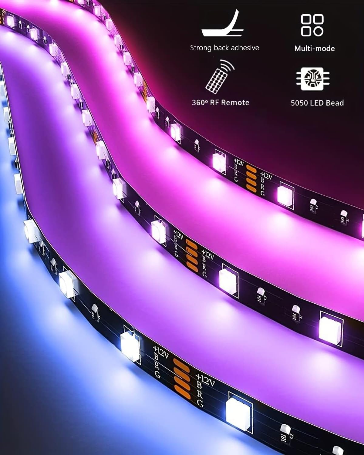 Strisce LED alimentate a batteria, 50,8 cm, confezione da 4, luci LED wireless per camera da letto che cambia colore con app, luci a LED per TV, illuminazione sotto armadietti, mensole, sotto il