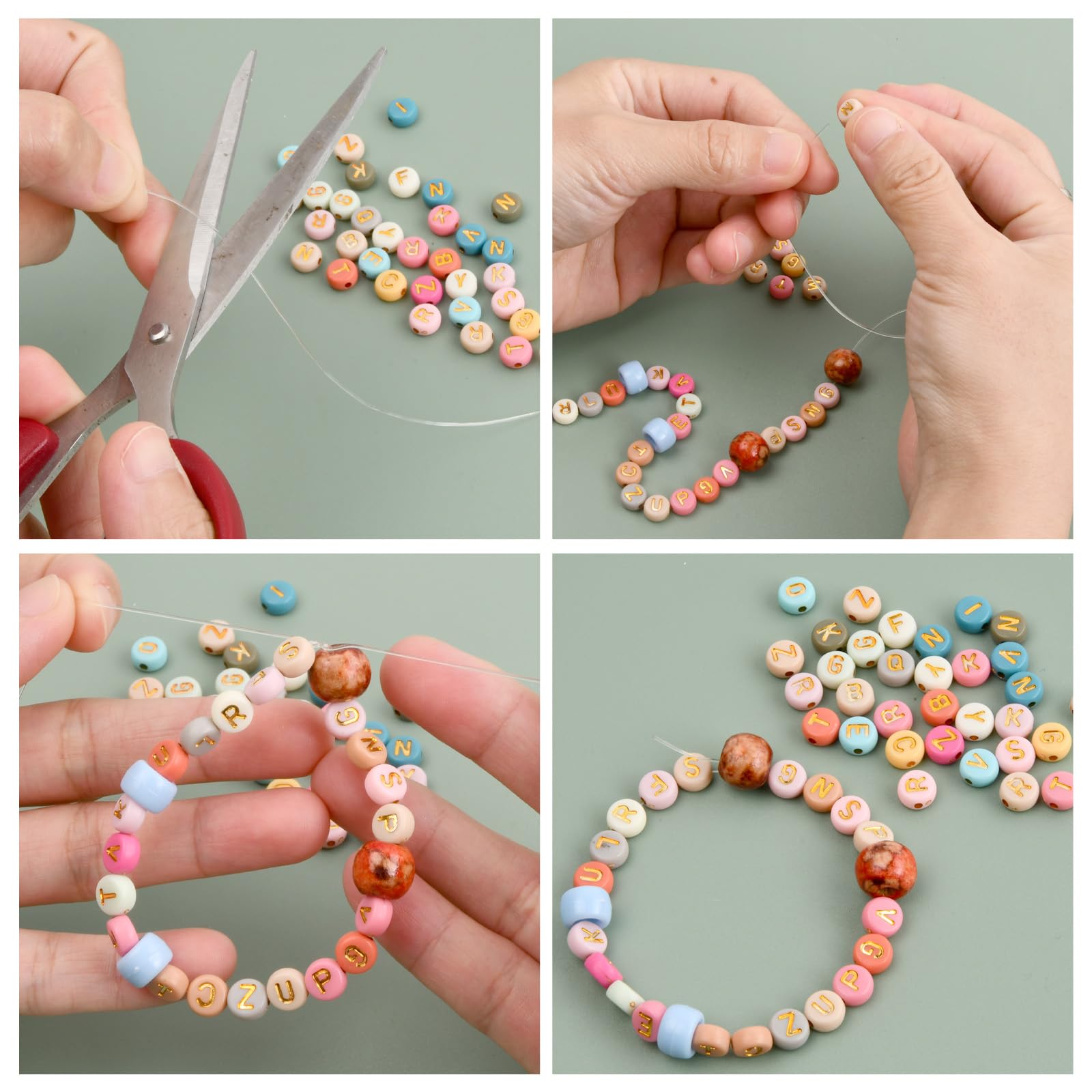 Lot De 500 Perles Acryliques Dorées - Alphabet Mélangé - 7 Mm - Pour Création De Bijoux
