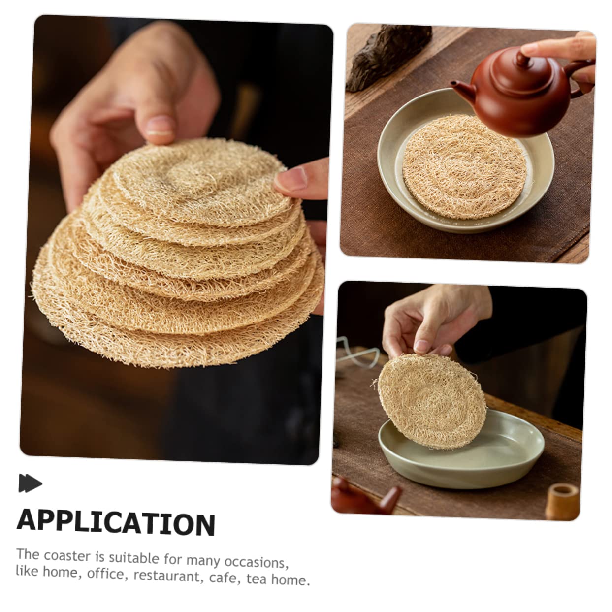 Alipis 10pièces sous-Verres Loofah Design Anti-dérapants Sets De Tapis De Tasse Ronds Isolés Et Résistants Chaleur Parfaits pour Maison Le Bureau Restaurants