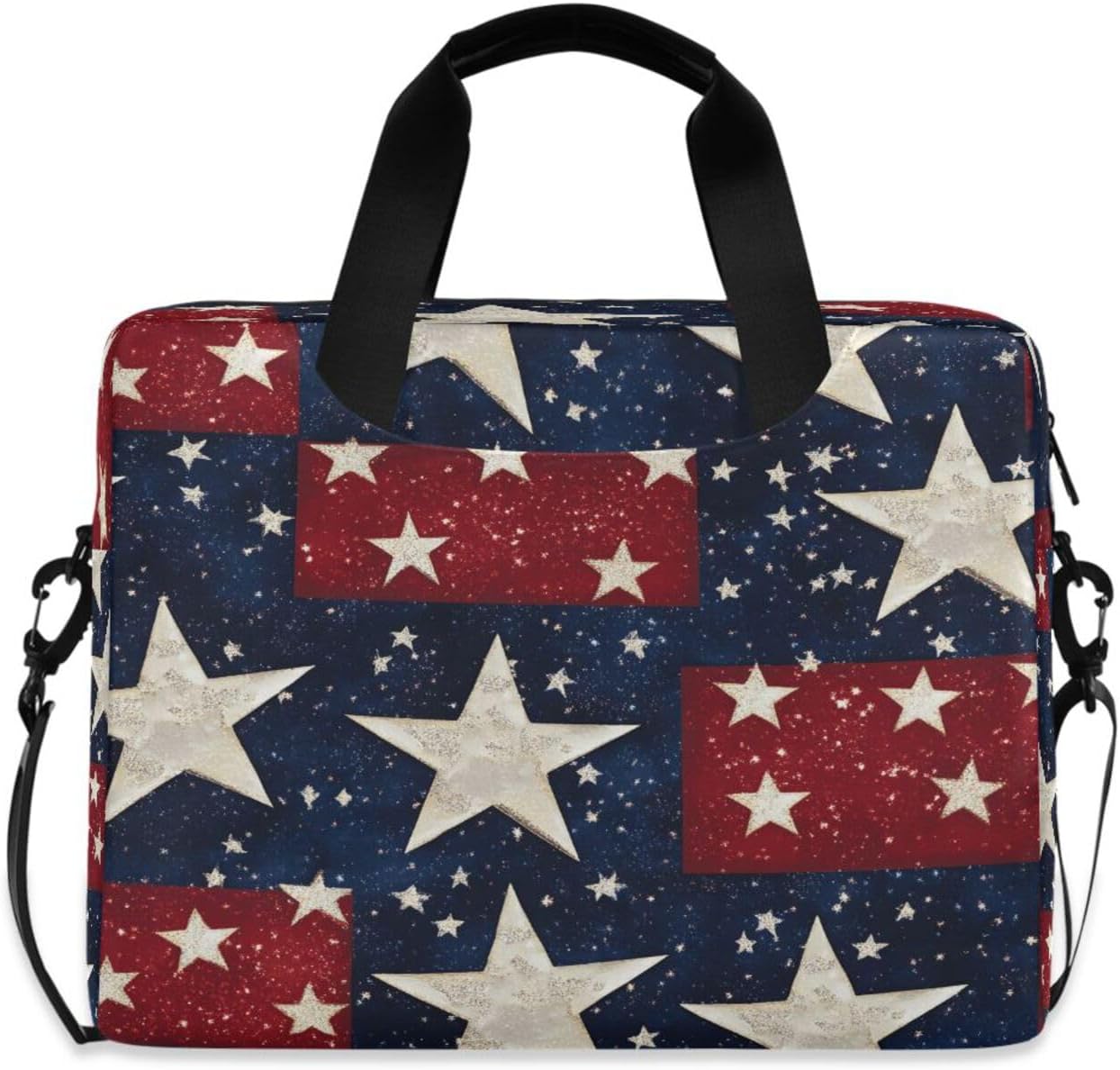 American Flag Stars 15.6 Inch Laptop Bag Briefcase for Business, Water-Resistant Computer Bag Fits 14-16 Inch Notebook for Men Women, Office Travel Work Backpack