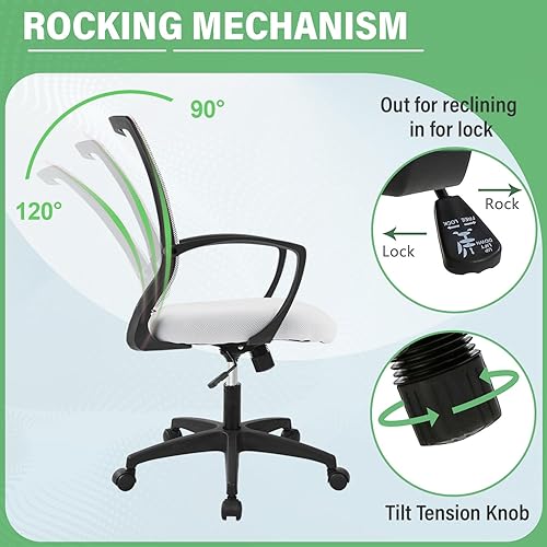 Miniatura 5 de Silla de escritorio de oficina, silla ergonómica para juegos de computadora con ruedas giratorias de 360 grados, sillas de escritorio de oficina en