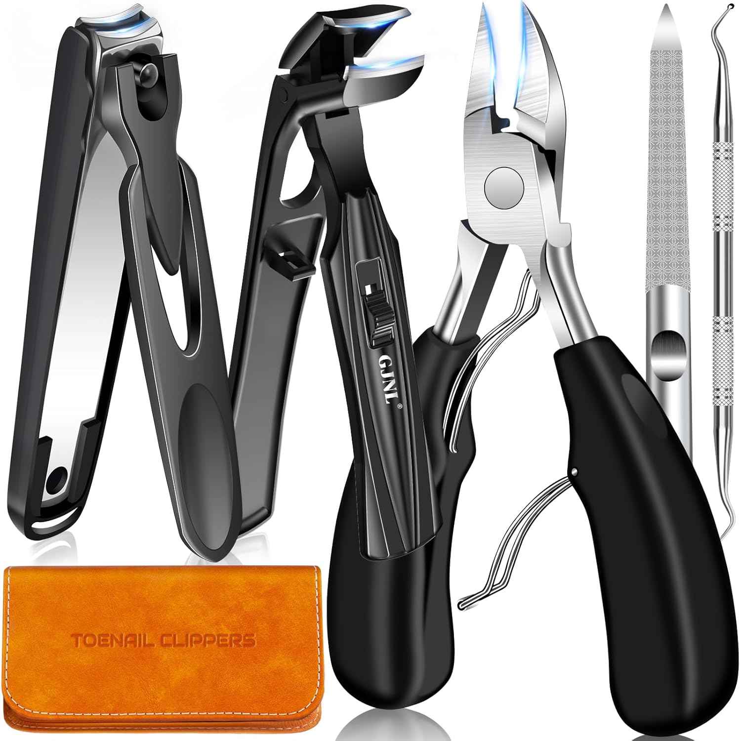 Toenail Clippers for Seniors Thick Nails - Angled Head Large Toe Nail Clippers for Men, Heavy Duty Ingrown Toenail Clippers for Thick Toenails with Wide Jaw, Sharp Nail Cutter with Catcher Long Handle