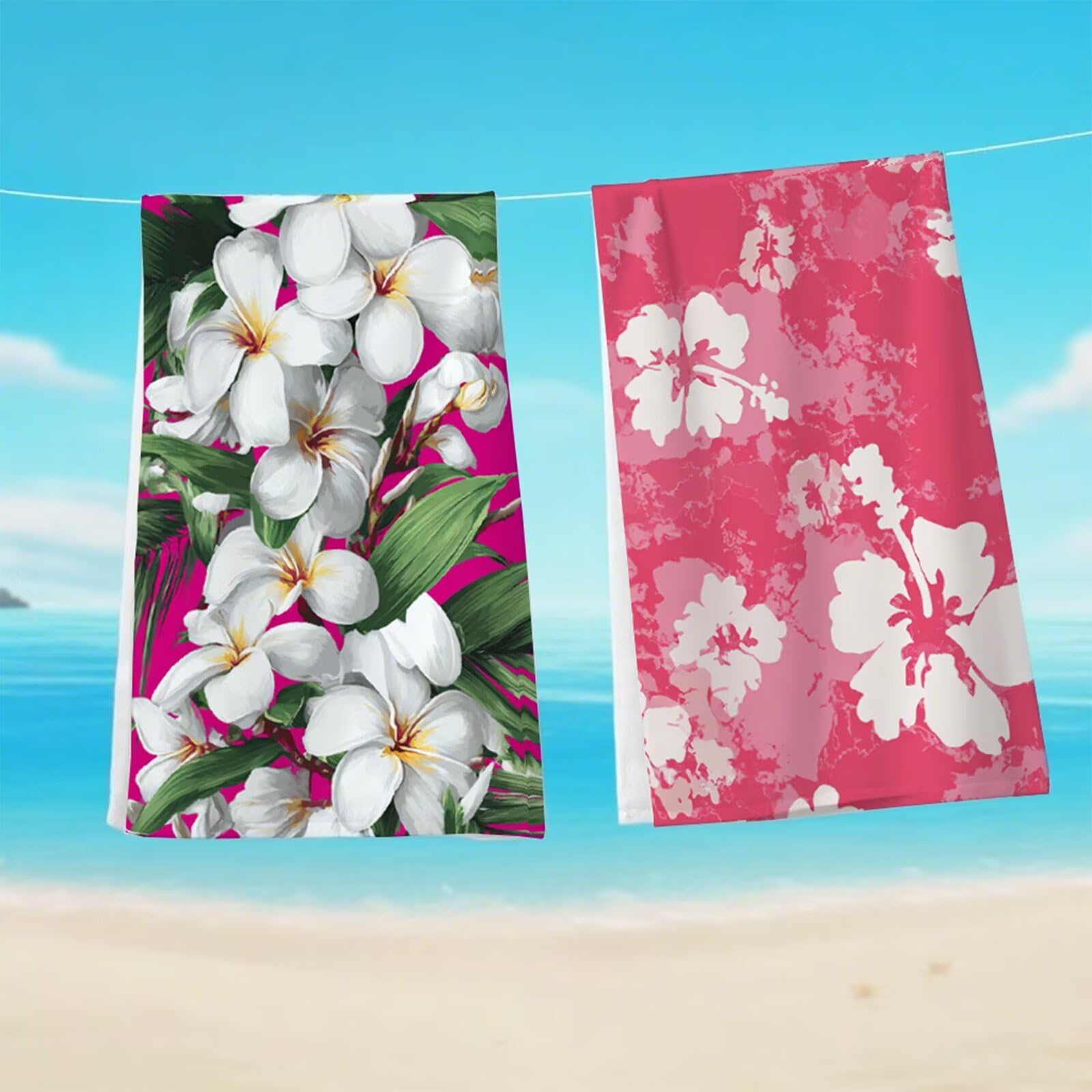 Strandtuch Mikrofaser Handtuch 90x180 cm, 2er Set Rosa Strandtuch, Schnell Trocknendes Weiches Microfaser Handtücher, Leichtes, Sandfreies Stranddecke für Reise Urlaub Schwimmen , mit Tasche G1-985