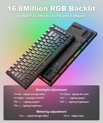 Miniatura 3 de Teclado mecánico inalámbrico para juegos, 8000mAh -Tri-Mode BT5.02.4GHzUSB-C 75% teclado personalizado intercambiable en caliente, retroiluminación