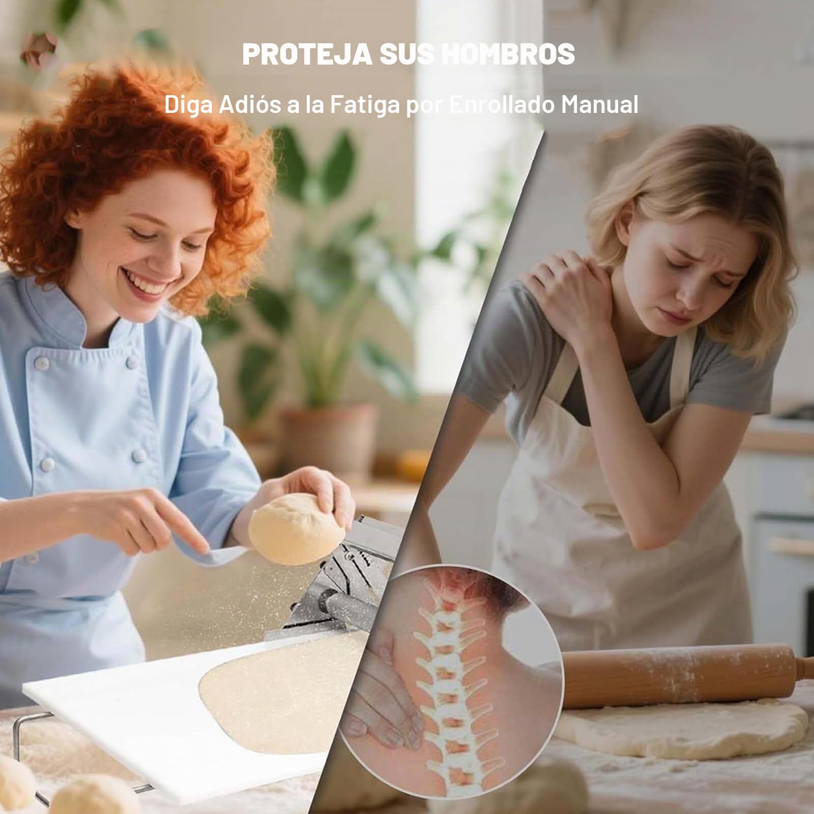 Laminadora Masa Manual Plegable para Panadería, Pizza y Croissants, Rodillo Repostería Acero Inoxidable con Grosor Ajustable, Comercial y Doméstico A