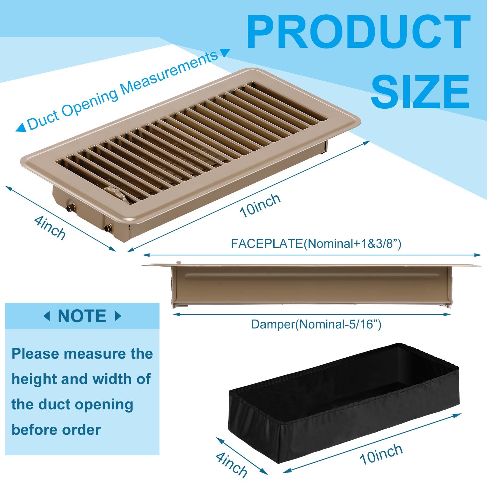 Sasylvia 12 Pcs Floor Registers with Seal Vent Cover 4" x 10" Set