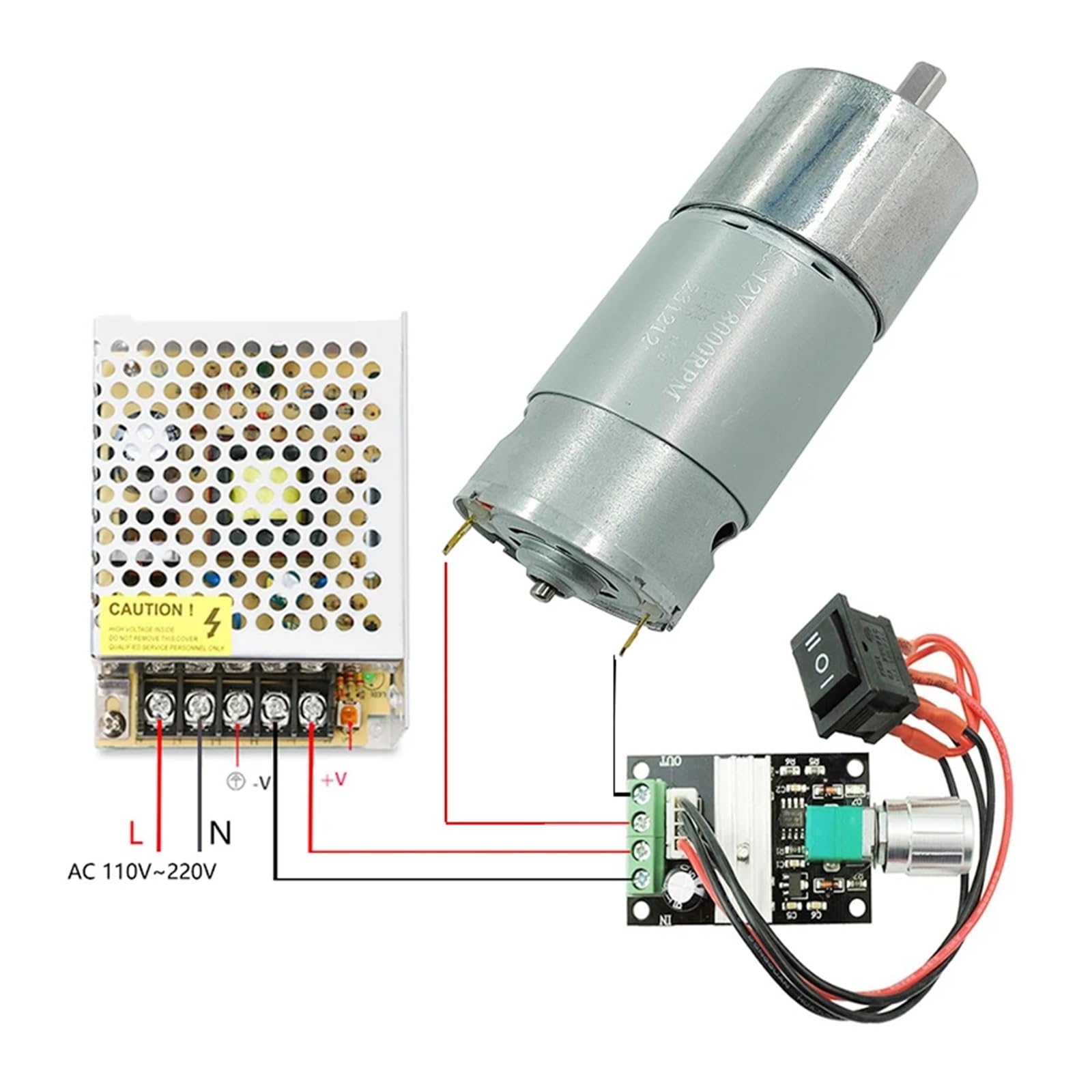 Motore CC 12V24V 555 9RPM~1280RPM 37GB-555 Motoriduttore a bassa velocità regolabile ad alta coppia a spazzole da 37 mm(24V 9RPM,Package C)