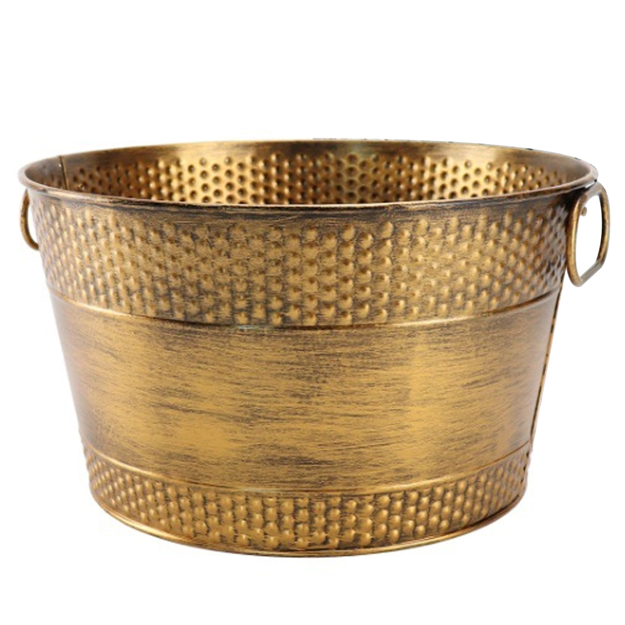 Whyzsjnclg Drink Buckets for Parties, 8L Thick Galvanized Tub Rust-Resistant Beverage Tub with Dual Handles for Indoor & Outdoor Party, Bronze, Metal Drink Bucket