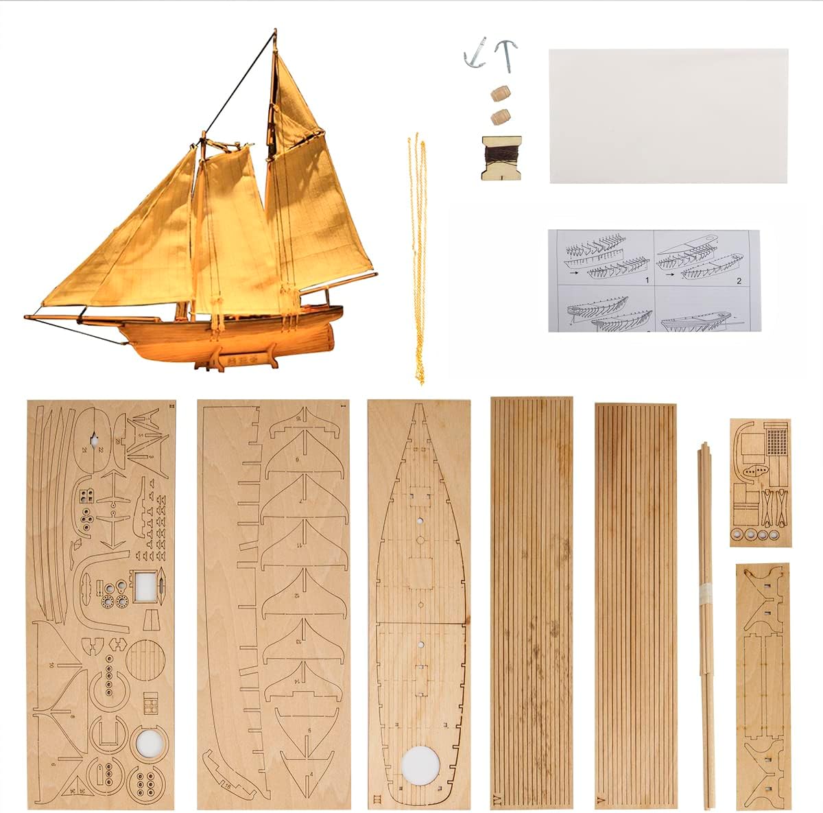 GAWEGM Wooden Ship Model Kits Scale 1/120 America 1851