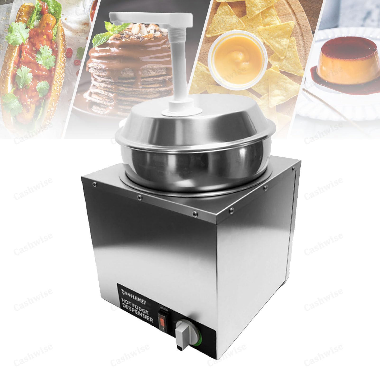 SENJINGHUA Nacho Cheese Warmer with Pump, Single Head Square Cheese Melting Machine Electric Hot Fudge Dispenser Caramel Butter Sauce Warmer Temp Control Commerical Sauce Dispenser,7L
