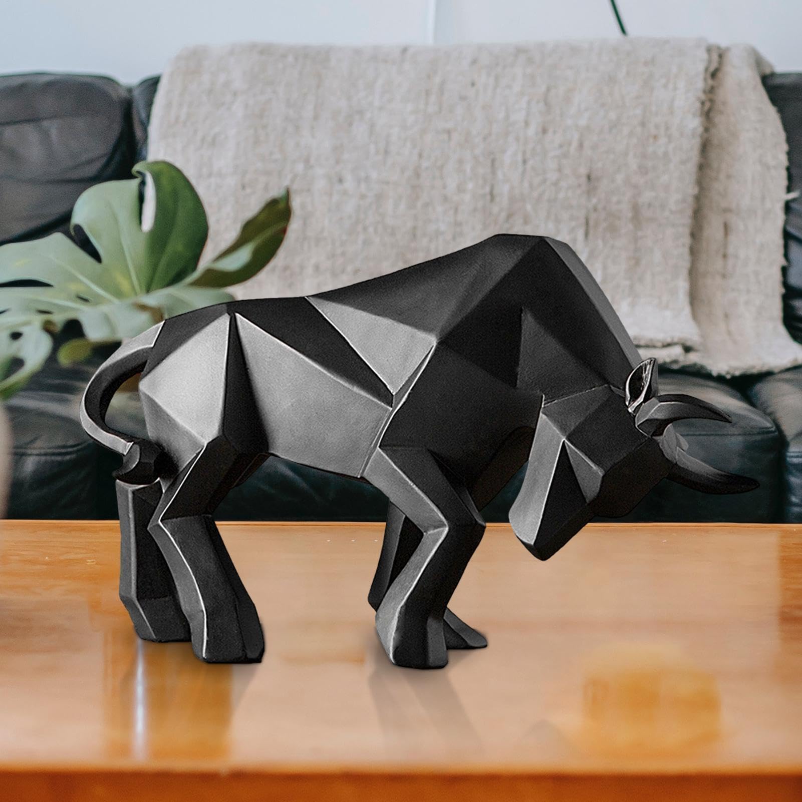 Figura geométrica de Buey para decoración de Escritorio, Estatua del árbol | estatuas de Animales del árbol, taurinos de Resina, Escultura de Animales, decoración de Mesa 'uf