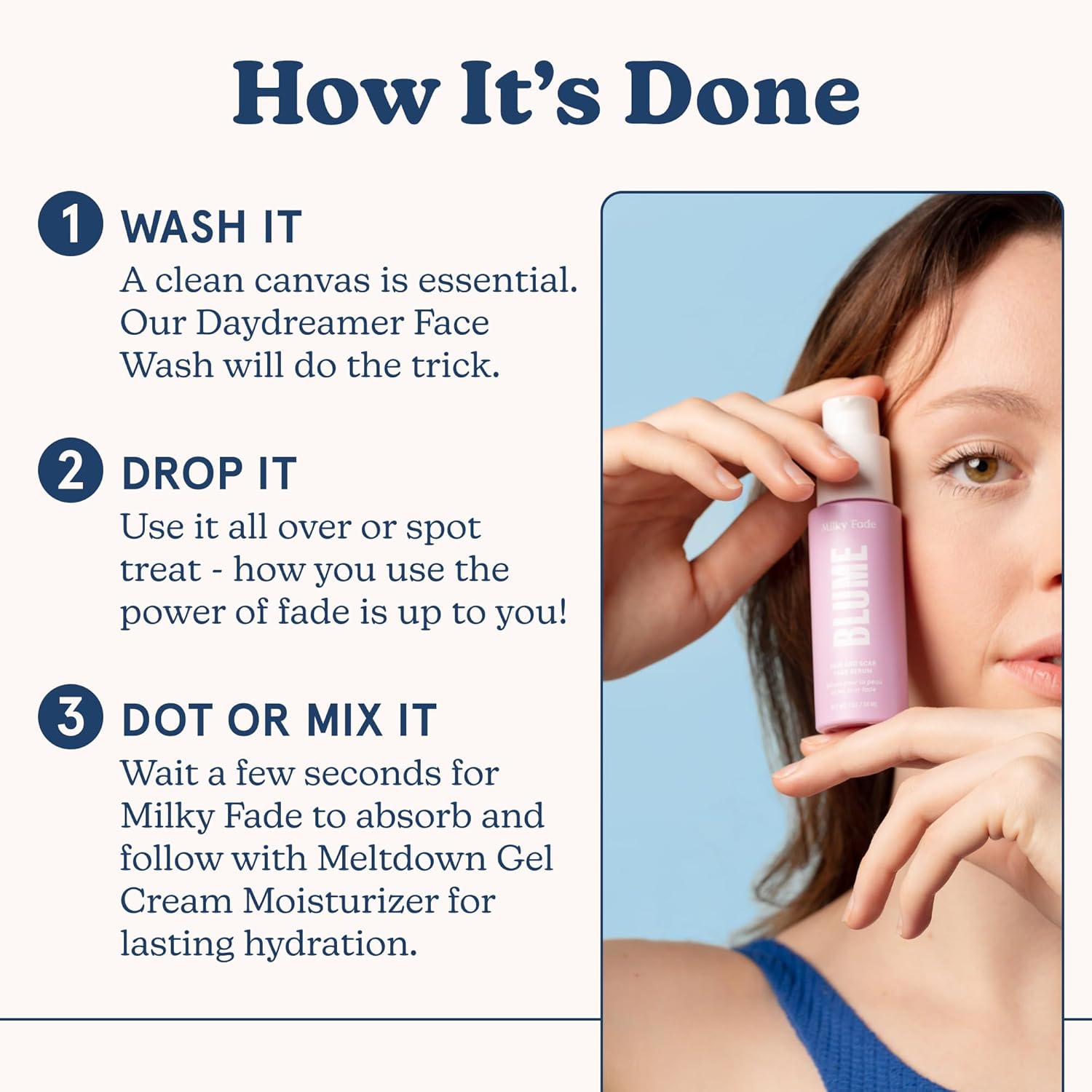 Blume Milky Fade Vitamin C Serum for Face - Dark Spot Corrector with Niacinamide, Hyaluronic Acid & Vitamin E - Helps to Soothe Skin Tone - Vegan & Cruelty-Free Hydrating Serum (1 oz) - Image 4