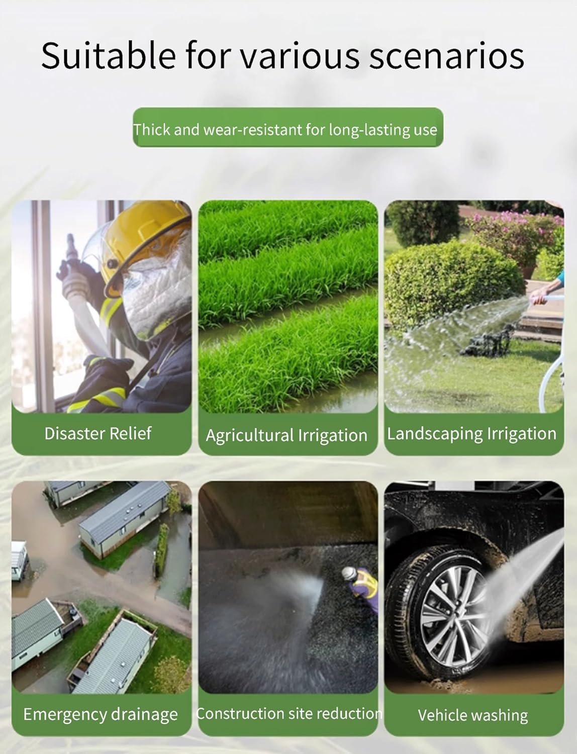 フラットバックウォッシュ、レイフラットホース、レイ排出ホースパイプ、パティオウォーターポンプ池プールホットタブ灌漑用のフラットロング