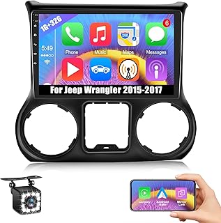 for Jeep Wrangler Radio 2015 2016 2017 Radio, Android 11 Car Stereo with Wireless Carplay Android Auto Mirror Link, 10 Inch Car Radio with Bluetooth EQ GPS WiFi + AHD Backup Camera & MIC 1+32G