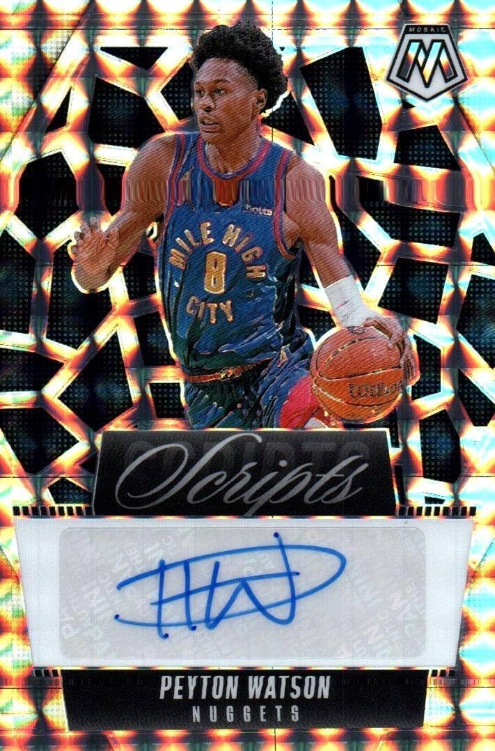 Peyton Watson Autographed Scripts Special Insert Auto Collectible Basketball Card - 2025 Mosaic Basketball Card #MS-RWD (Nuggets)