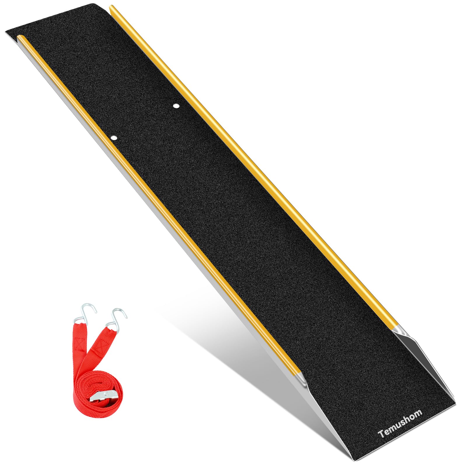 Temushom バイク ラダーレール 長さ150cm 幅25cm 1本 耐荷重300kg バイク スロープ アルミブリッジ ダラー 滑り止め 段差解消 自転車 四輪バギー ガーデントラ クター 芝刈り機 車両乗降用 ピックアップ トラック 貨物運搬用