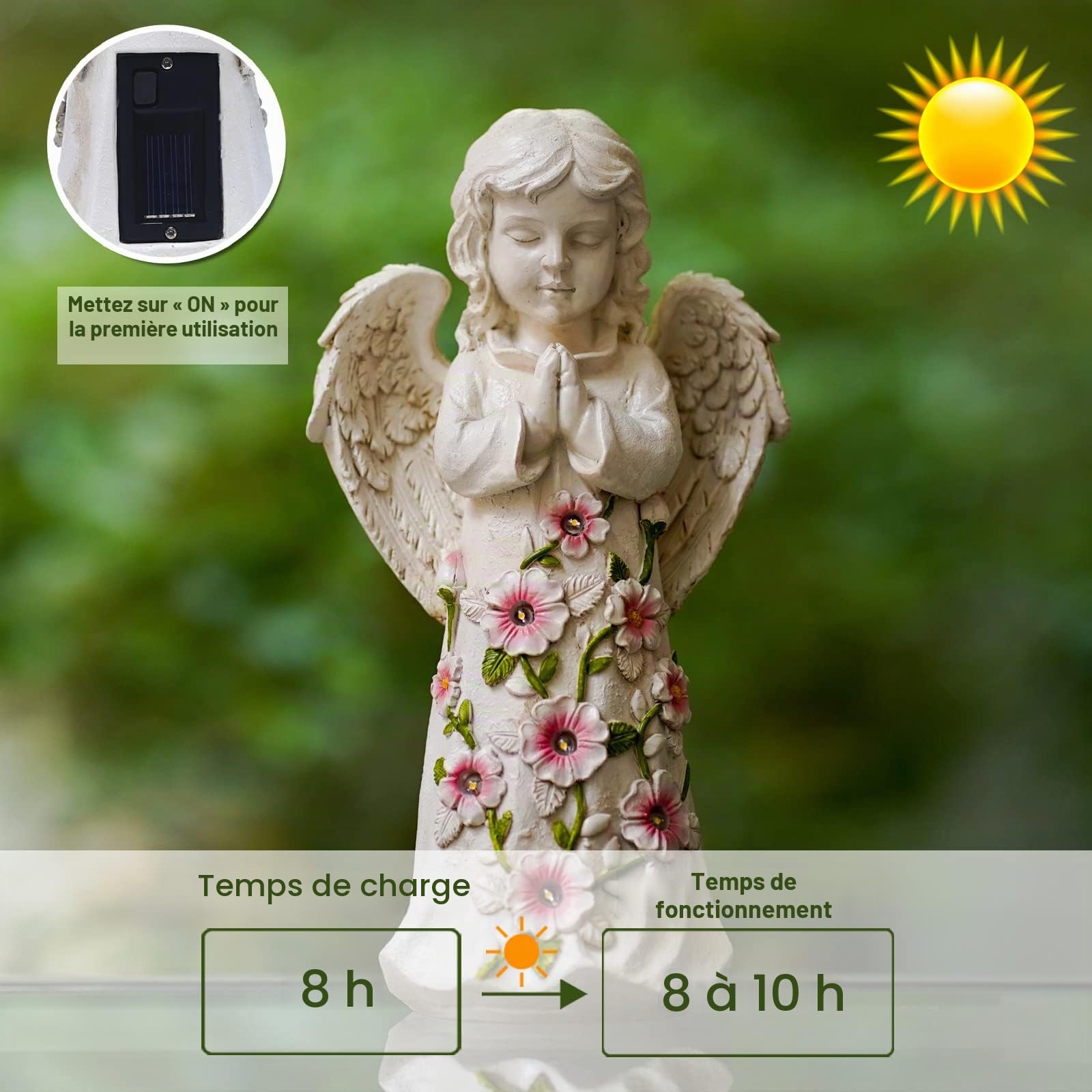 Yeomoo Angel Figurine avec 6 Succulentes LED Solaire Décoration Jardin