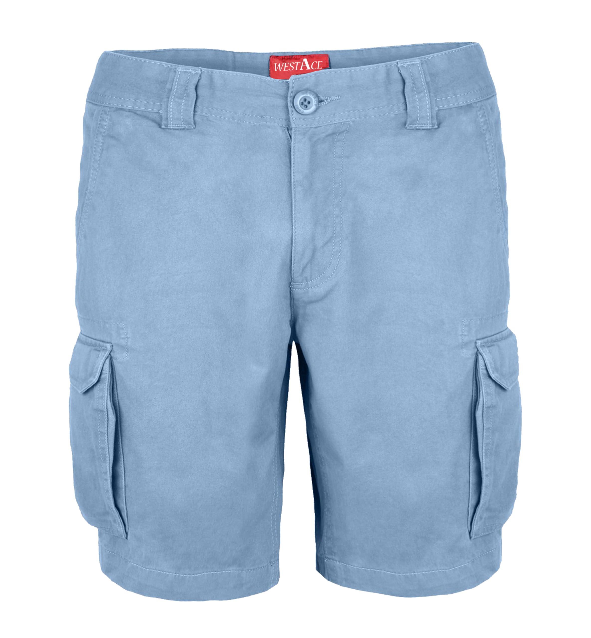 Westace Men's Sky Blue Cargo Shorts Casual 100% Cotton Summer Half Pants 6 Pocket Combat Chino Outdoor Utility Essential Workwear Shorts Sizes 32 To 44 (, 32)