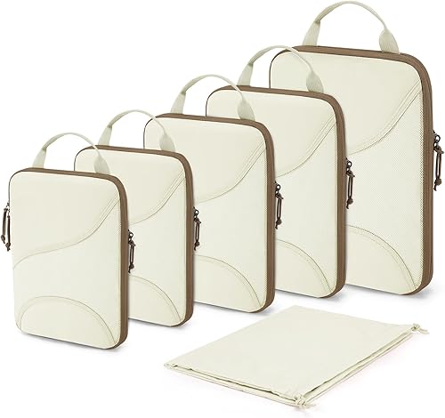 BAGSMART Juego de 6 cubos de compresión para maletas, organizadores de maleta de compresión con bolsa de zapatos