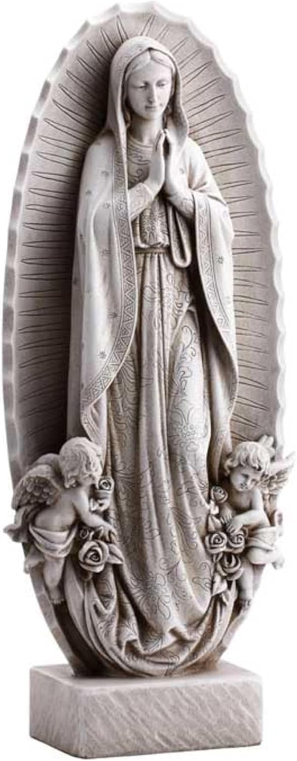 Outdoor Sculpture - Stone-Resin Marian Garden Collection Our Lady of Guadalupe Statue, 22.5" Tall