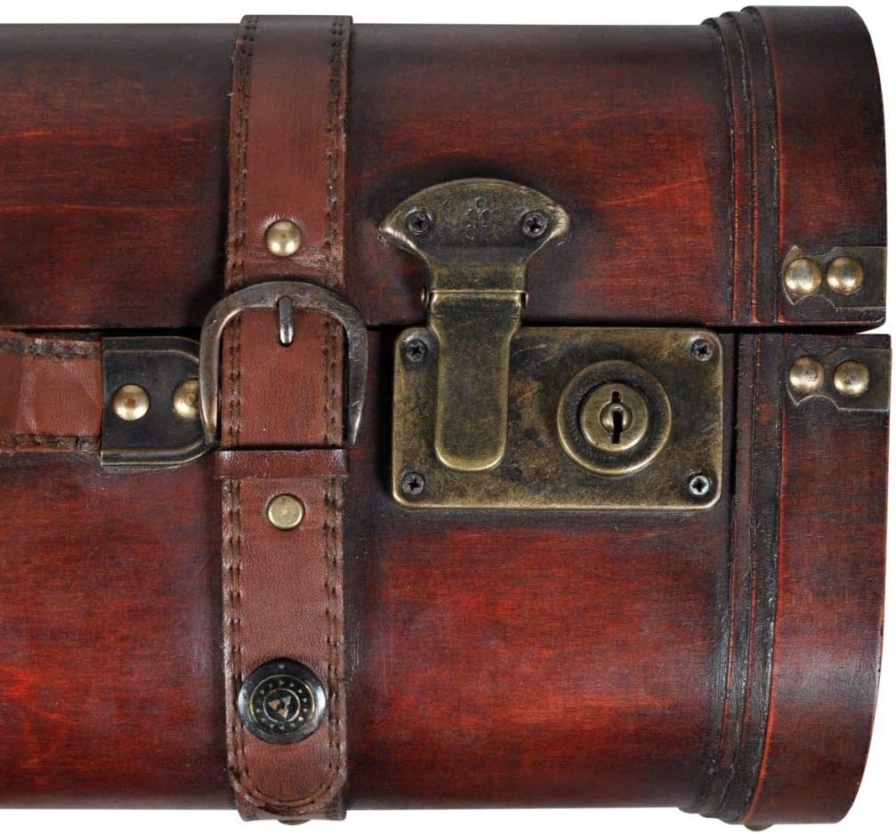 vidaXL 2pc Wooden Treasure Storage Thunk Travel Suitcase Steamer Chest Vintage Style : Home & Kitchen