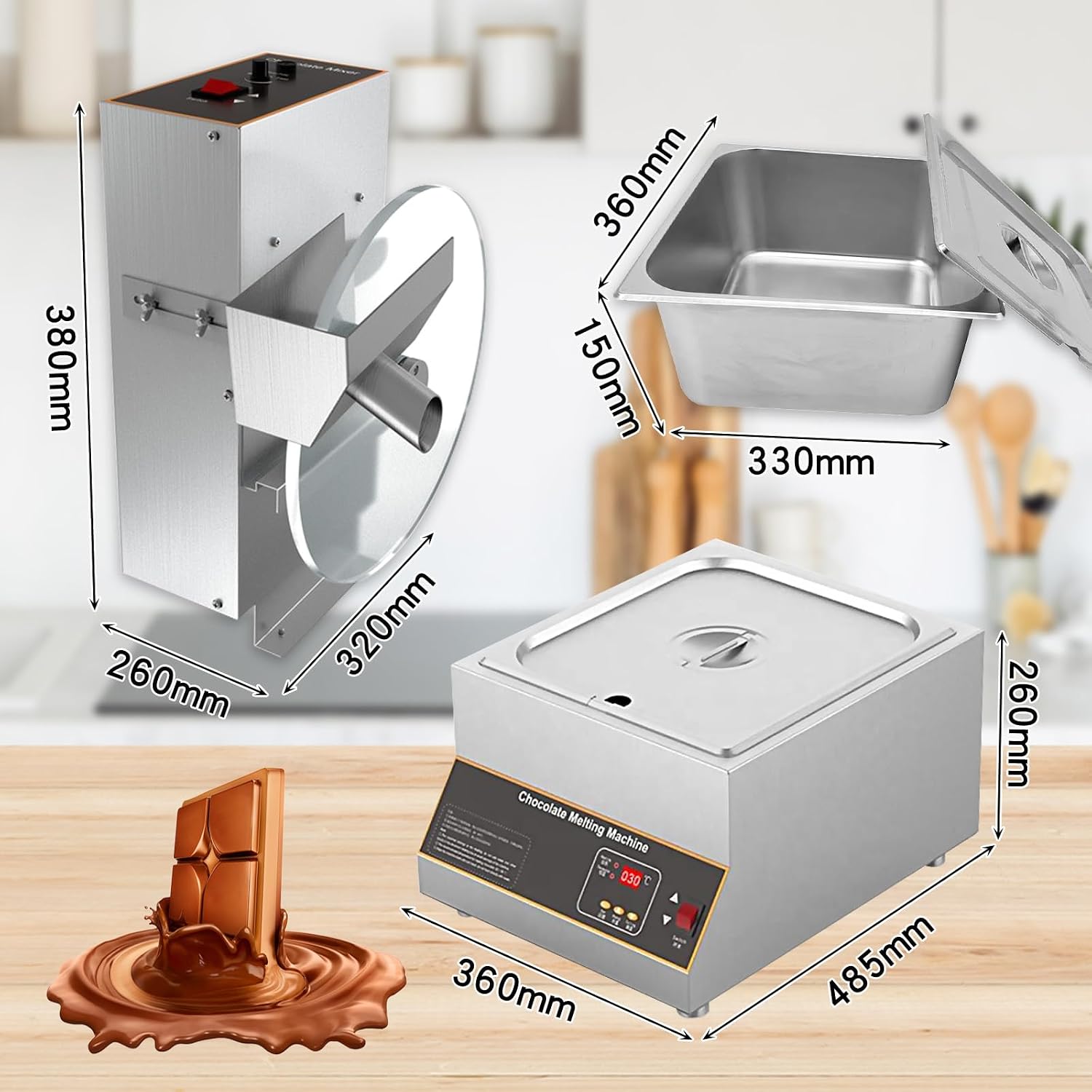 12KG Commercial Chocolate Tempering Machine with Warming Pot image 2