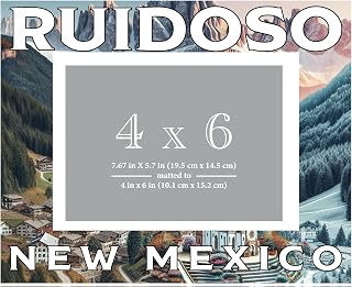 R and R Imports Ruidoso New Mexico Souvenir Wooden Photo Frame Matted 4 x 6 Inch - Full Color Destination Design Keepsake Single